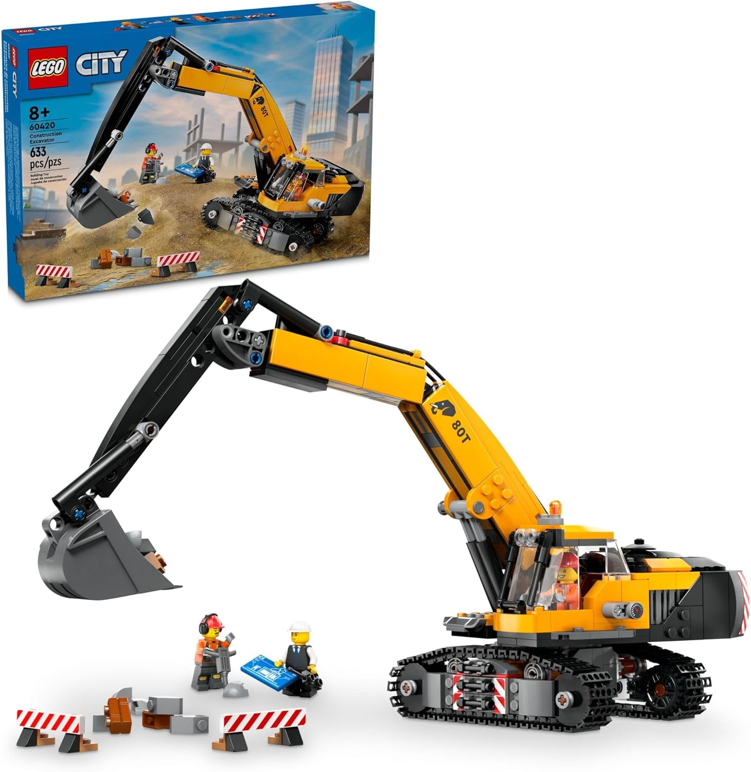 Excavatrice de construction jaune LEGO City 60420