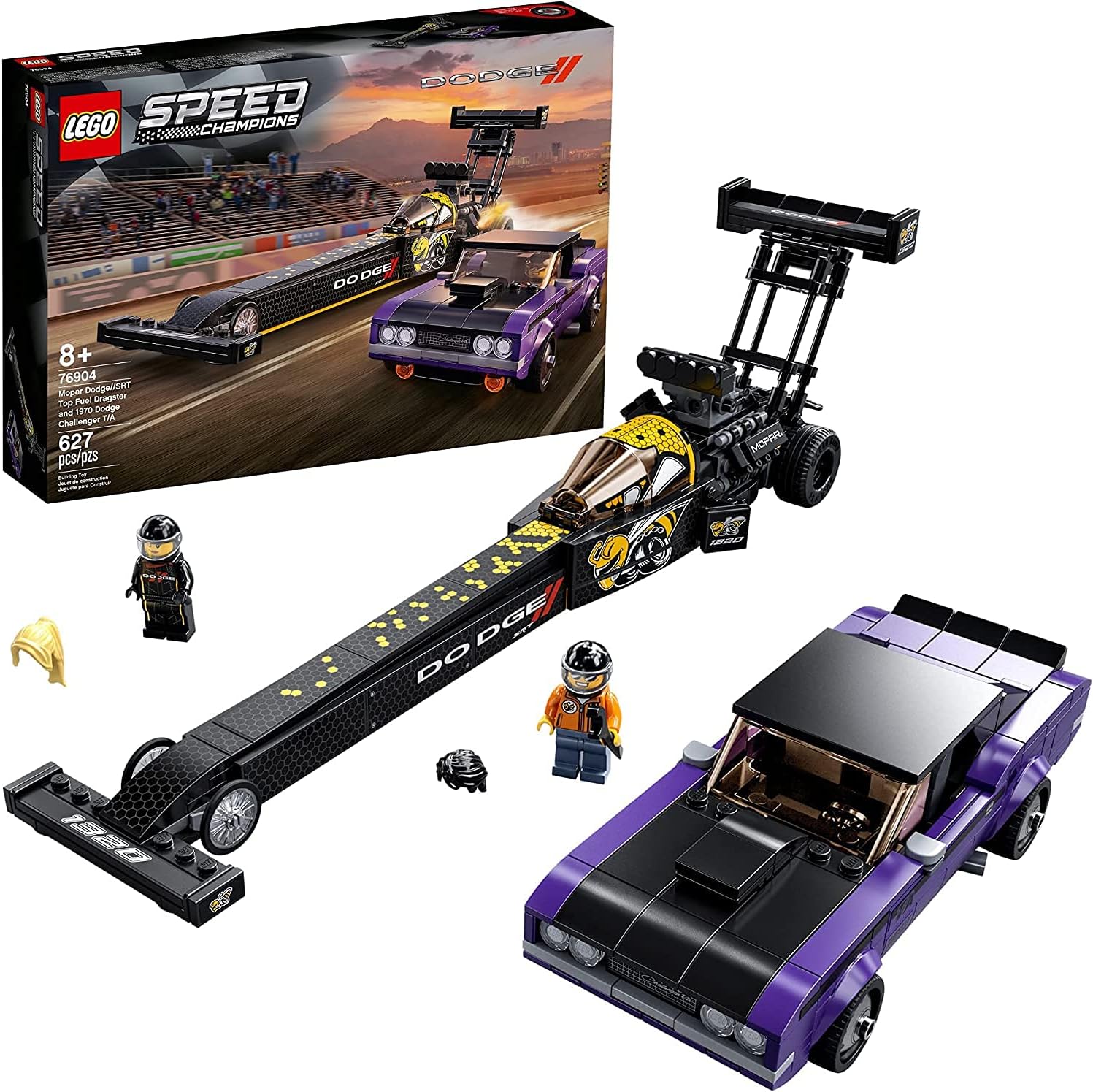 LEGO Speed Champions Mopar Dodge SRT Top Fuel Dragster and 1970 Dodge Challenger 76904
