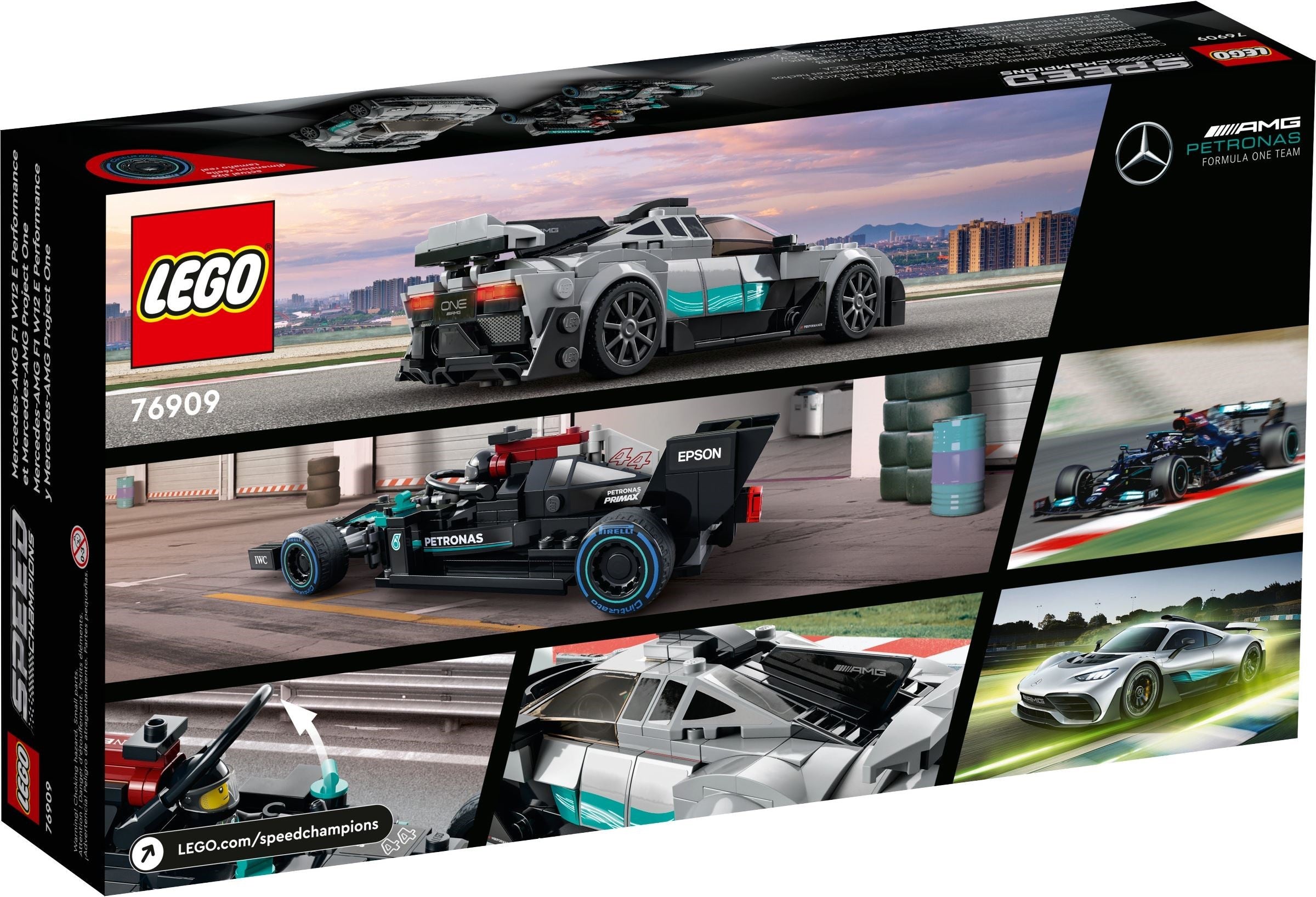 LEGO SpeedChampions Mercedes AMG F1 W12 E-Performance & AMG Project One #76909