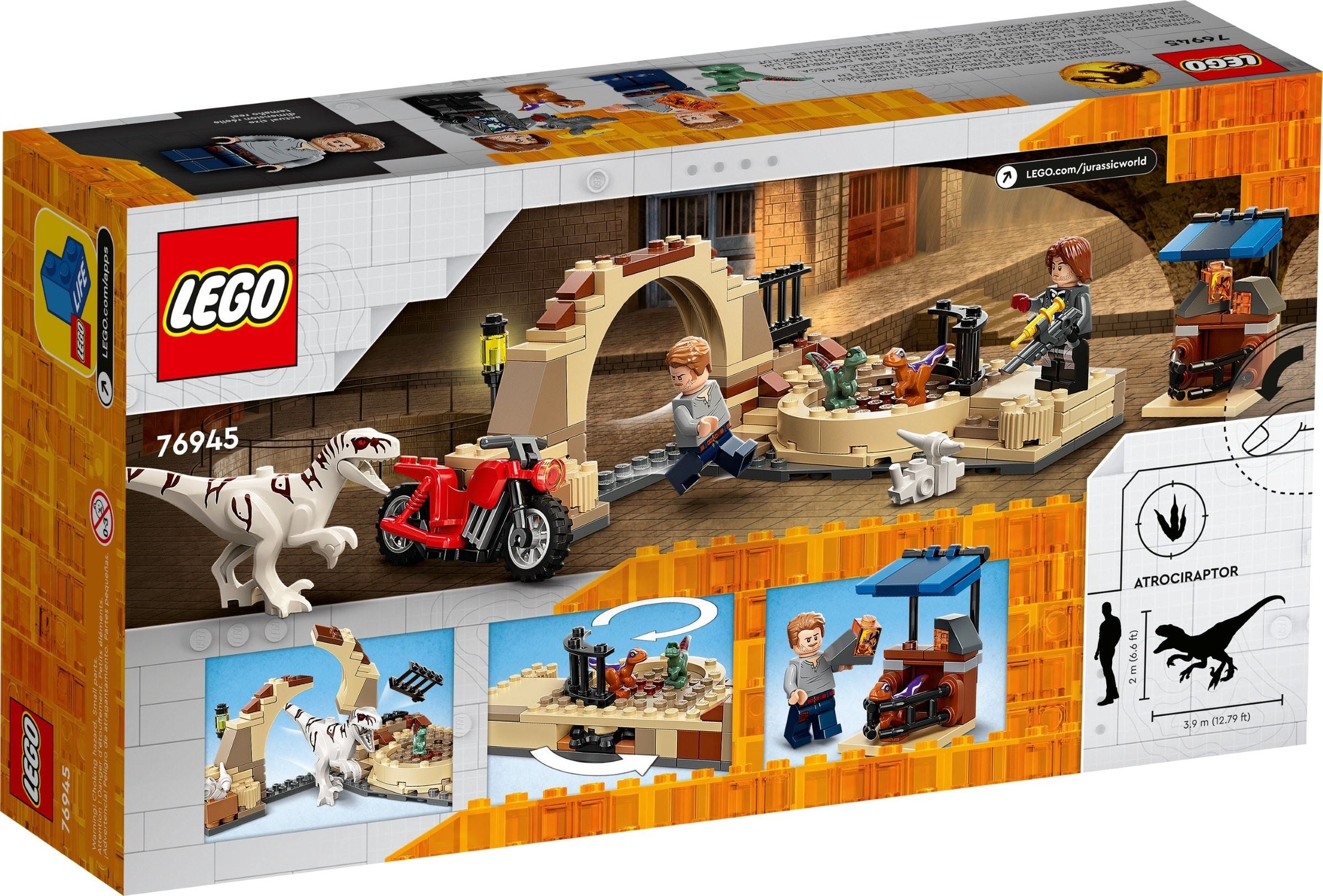 LEGO Jurassic World La poursuite en vélo des dinosaures Atrociraptor #76945